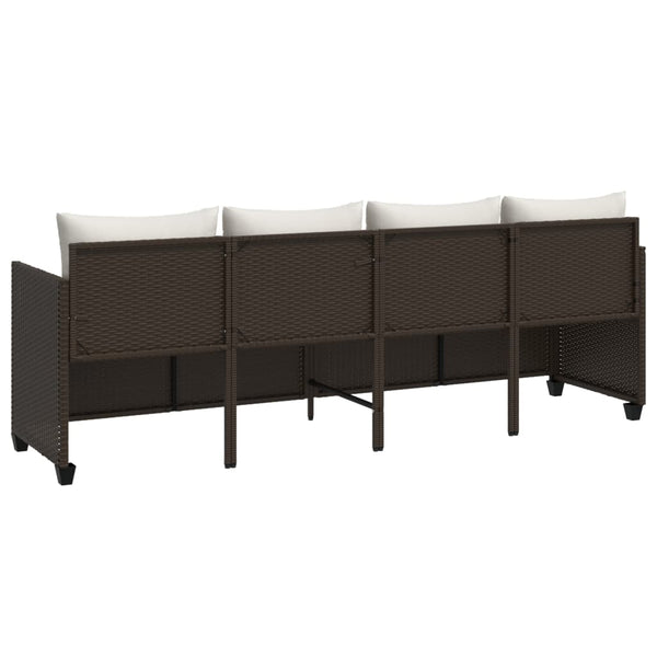 Braune Poly Rattan Sonnenliege mit Kissen