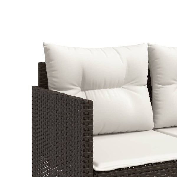 Braune Poly Rattan Sonnenliege mit Kissen