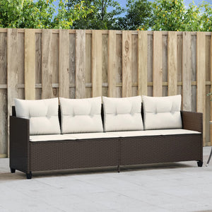 Braune Poly Rattan Sonnenliege mit Kissen