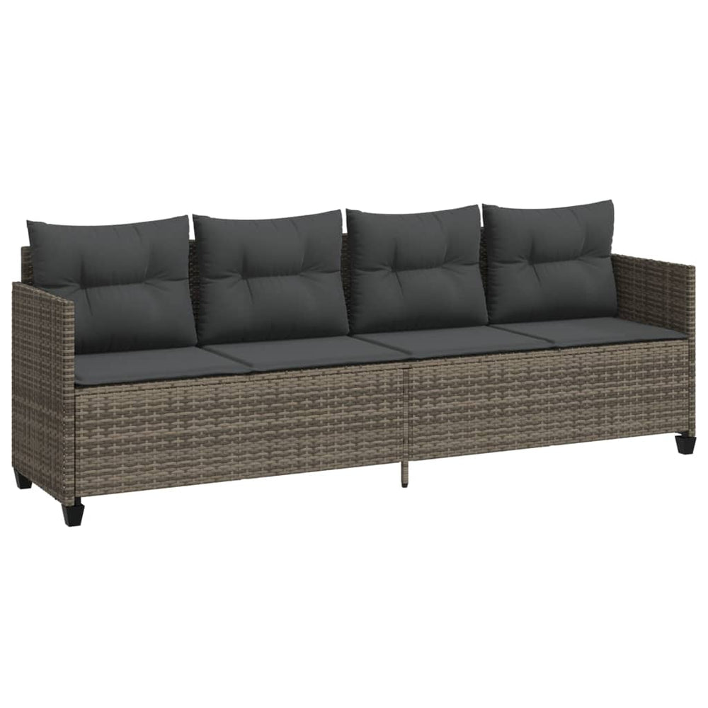 Graue Poly Rattan Sonnenliege mit Kissen