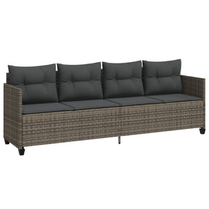 Graue Poly Rattan Sonnenliege mit Kissen