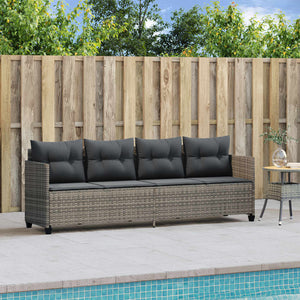 Graue Poly Rattan Sonnenliege mit Kissen