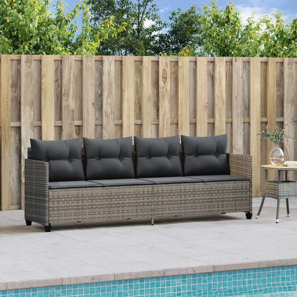 Graue Poly Rattan Sonnenliege mit Kissen