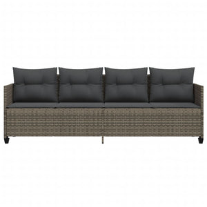 Graue Poly Rattan Sonnenliege mit Kissen