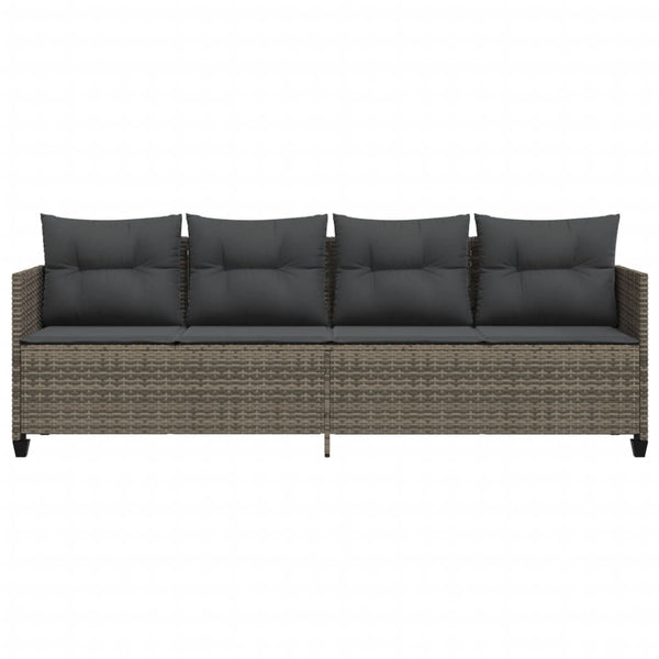 Graue Poly Rattan Sonnenliege mit Kissen