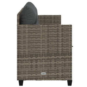 Graue Poly Rattan Sonnenliege mit Kissen