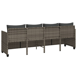 Graue Poly Rattan Sonnenliege mit Kissen