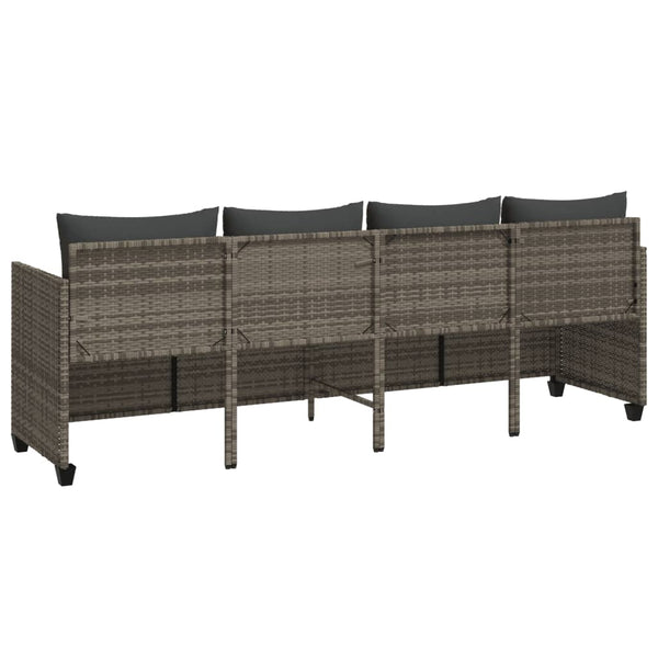 Graue Poly Rattan Sonnenliege mit Kissen