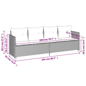 Graue Poly Rattan Sonnenliege mit Kissen