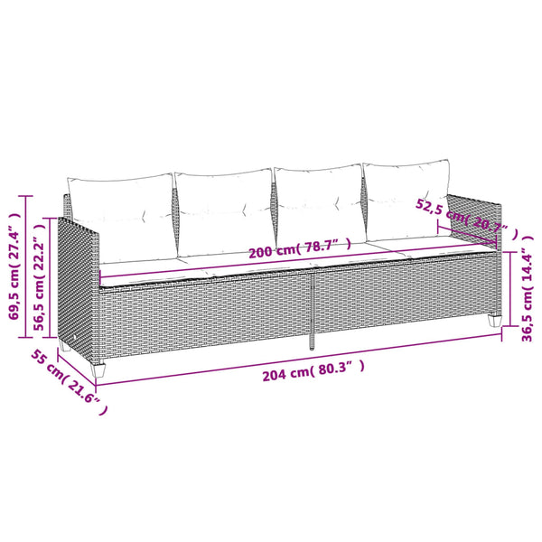 Graue Poly Rattan Sonnenliege mit Kissen
