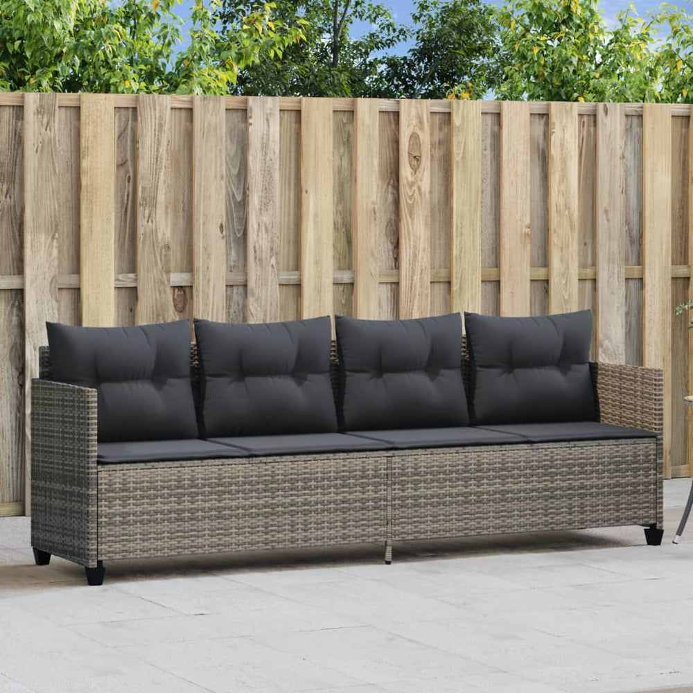 Graue Poly Rattan Sonnenliege mit Kissen