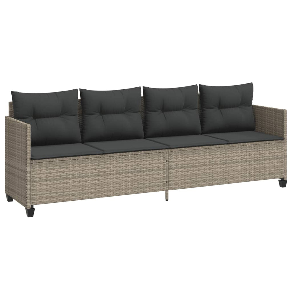 Sonnenliege Poly Rattan Hellgrau mit Kissen