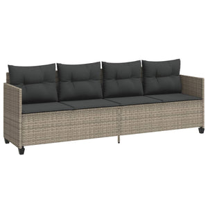 Sonnenliege Poly Rattan Hellgrau mit Kissen