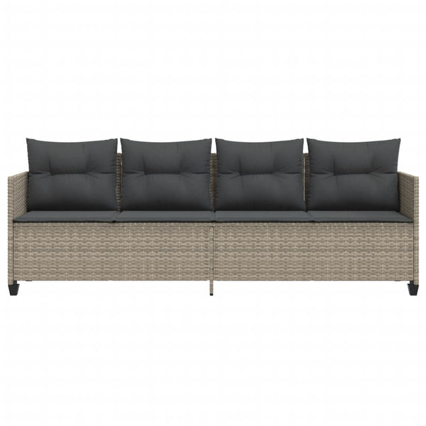 Sonnenliege Poly Rattan Hellgrau mit Kissen