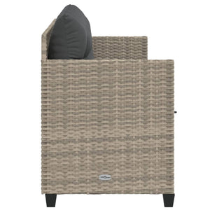 Sonnenliege Poly Rattan Hellgrau mit Kissen