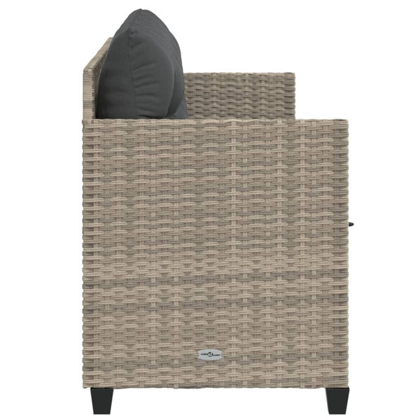 Sonnenliege Poly Rattan Hellgrau mit Kissen