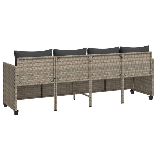 Sonnenliege Poly Rattan Hellgrau mit Kissen