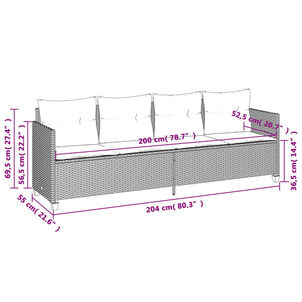 Sonnenliege Poly Rattan Hellgrau mit Kissen