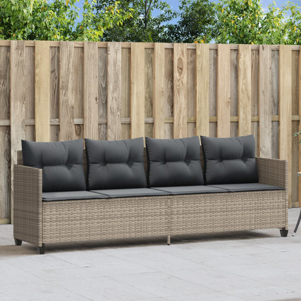 Sonnenliege Poly Rattan Hellgrau mit Kissen