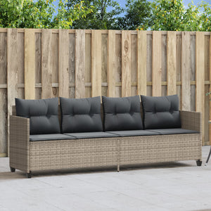 Sonnenliege Poly Rattan Hellgrau mit Kissen