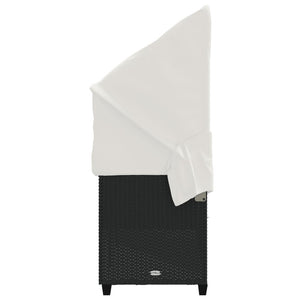 Schwarze Poly Rattan Sonnenliege mit Dach