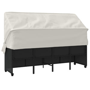 Schwarze Poly Rattan Sonnenliege mit Dach