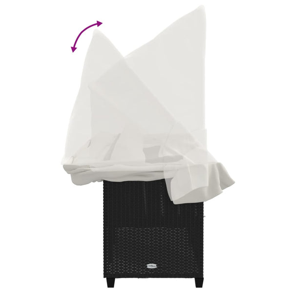 Schwarze Poly Rattan Sonnenliege mit Dach