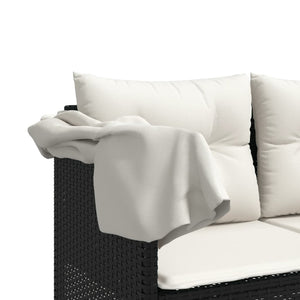 Schwarze Poly Rattan Sonnenliege mit Dach