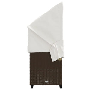 Sonnenliege Braun Poly Rattan mit Dach