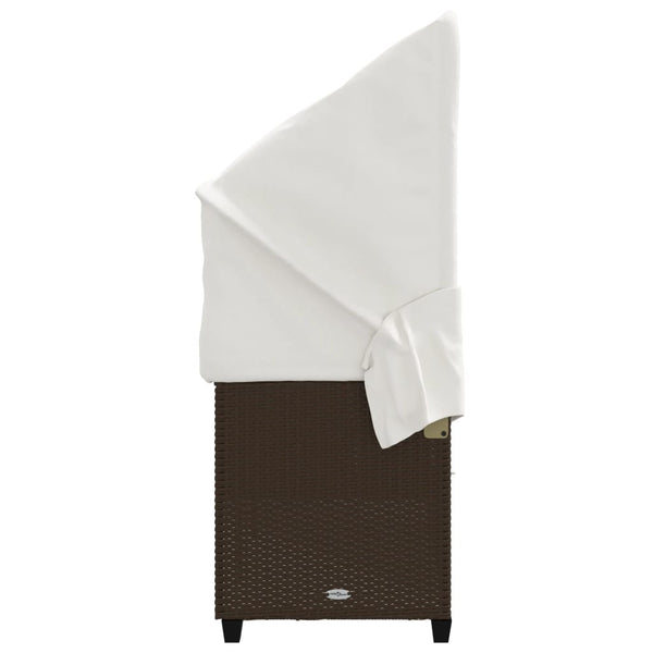 Sonnenliege Braun Poly Rattan mit Dach