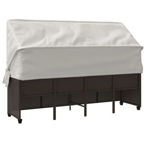 Sonnenliege Braun Poly Rattan mit Dach