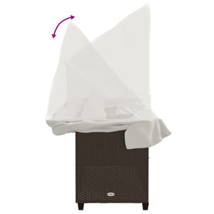 Sonnenliege Braun Poly Rattan mit Dach