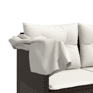 Sonnenliege Braun Poly Rattan mit Dach