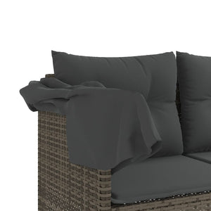 Sonnenliege Grau Poly Rattan mit Dach & Kissen