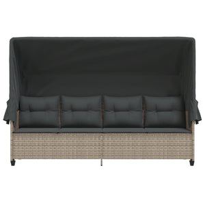 Sonnenliege mit Dach Hellgrau Poly Rattan