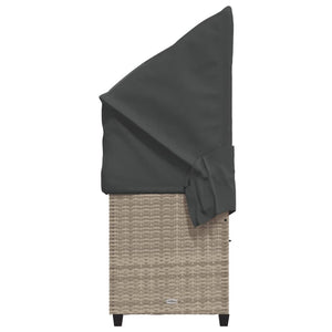 Sonnenliege mit Dach Hellgrau Poly Rattan
