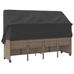 Sonnenliege mit Dach Hellgrau Poly Rattan