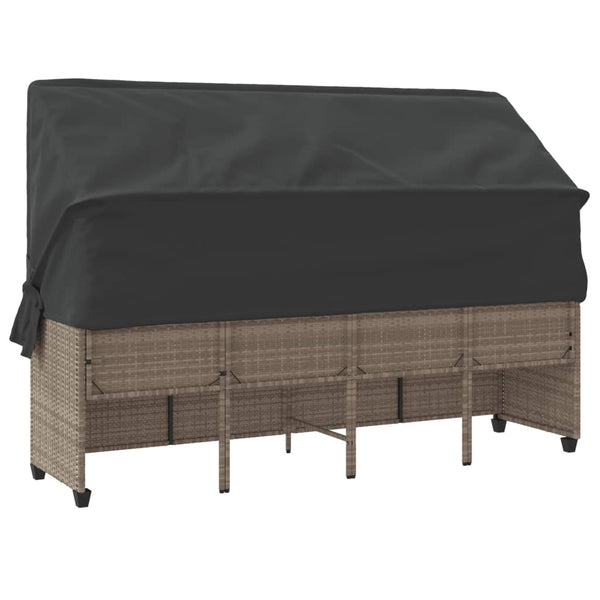 Sonnenliege mit Dach Hellgrau Poly Rattan