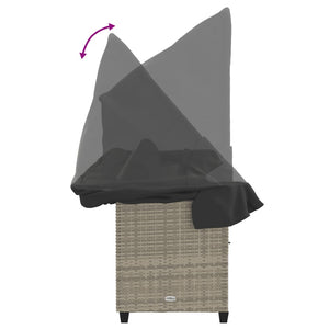 Sonnenliege mit Dach Hellgrau Poly Rattan