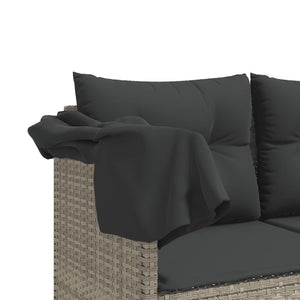 Sonnenliege mit Dach Hellgrau Poly Rattan