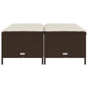 Gartenhocker mit Kissen, 4er Set, Braun Rattan
