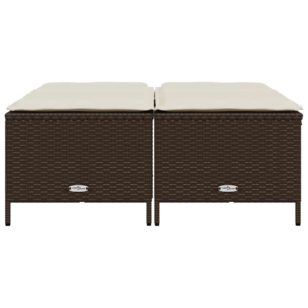 Gartenhocker mit Kissen, 4er Set, Braun Rattan