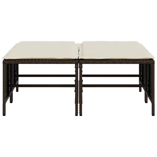 Gartenhocker mit Kissen, 4er Set, Braun Rattan