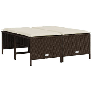 Gartenhocker mit Kissen, 4er Set, Braun Rattan