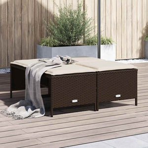 Gartenhocker mit Kissen, 4er Set, Braun Rattan