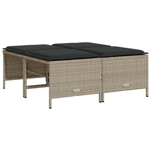 Gartenhocker mit Kissen, 4er Set