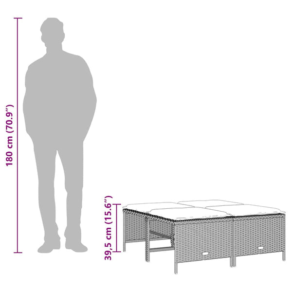 Gartenhocker mit Kissen, 4er Set