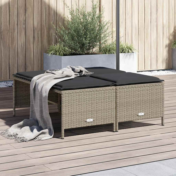 Gartenhocker mit Kissen, 4er Set