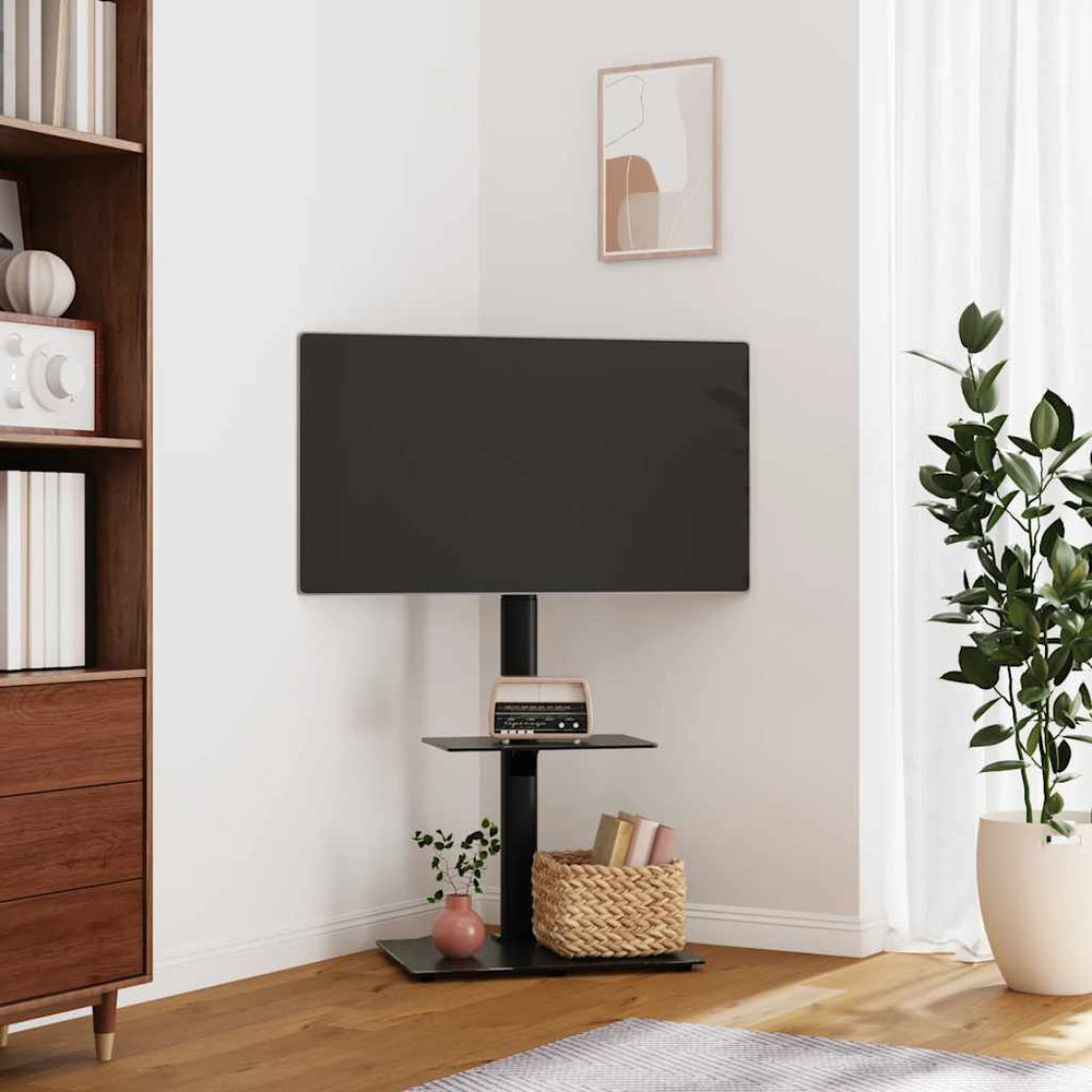 vidaXL Meuble TV d'angle avec 2 étagères pour 32-65 pouces Noir