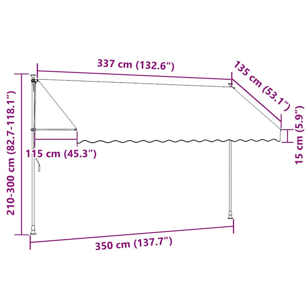 Einziehbare Markise Creme 350x150 cm